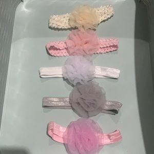 5 brand new small rose headband for baby girls !